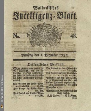 No. 48, Dienstag den 2. December 1783