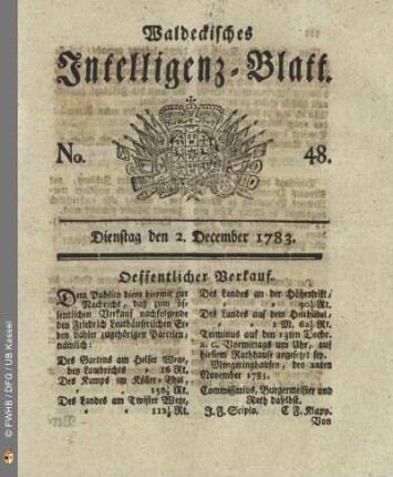 No. 48, Dienstag den 2. December 1783