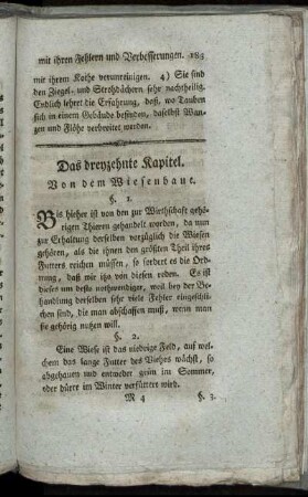 Das dreyzehnte Kapitel. Von dem Wiesenbaue.