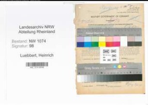 Entnazifizierung Heinrich Luebbert , geb. 15.03.1893 (Postbetriebsassistent)