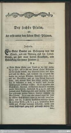 Der sechste Psalm, als der erste unter den sieben Buß-Psalmen