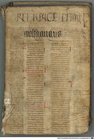 Auctor ad Herennium : mit Kommentar und Widmungsbriefen an Antonius Moretus von Franciscus Mataratius, Vicenza 30.8., und an Hieronymus Omphredus Justinianus von Antonius Mancinellus, Venedig 6.11.1493