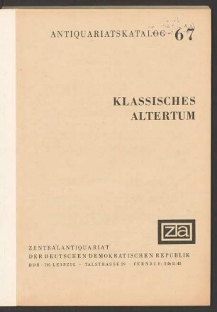 Nr. 67: Klassisches Altertum