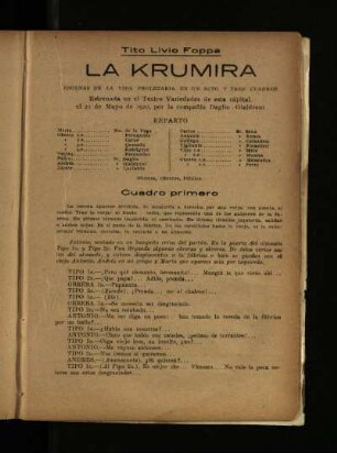 La krumira : escenas de la vida proletaria en un acto y tres cuadros