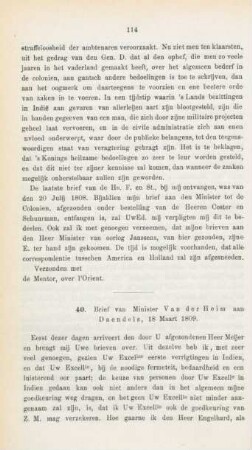 40. Brief van Minister Van der Heim aan Daendels, 18 Maart 1809