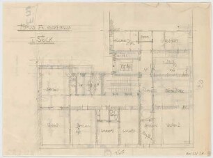 Thiersch, August ; München, Ismaningerstr.; Wohnbebauung - Grundriss 1. OG