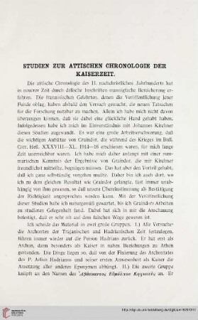 46: Studien zur attischen Chronologie der Kaiserzeit