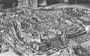 Stadtmodel von Leipzig: angefertigt in den Jahren 1816 - 23 von J. C. Merzdorf ; Blick auf die Südwestecke der Stadt mit der Pleissenburg