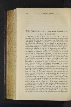 The Financial Outlook for Australia.