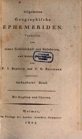 Allgemeine geographische Ephemeriden. 16. 1805