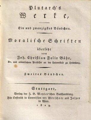 Plutarch's Werke, 21. Moralische Schriften ; 2