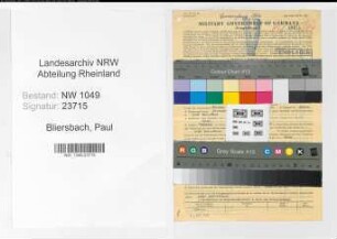 Entnazifizierung Paul Bliersbach , geb. 08.02.1900 (Bankangestellter)