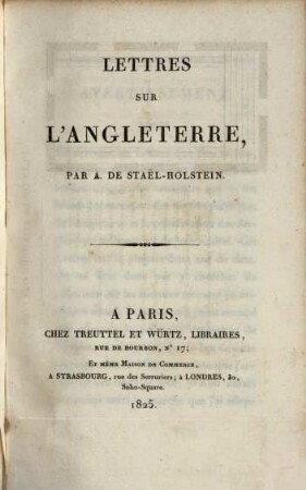 Lettres sur l'Angleterre