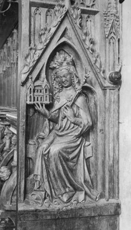 Ostwange: Kaiserin Kunigunde mit Kirchenmodell
