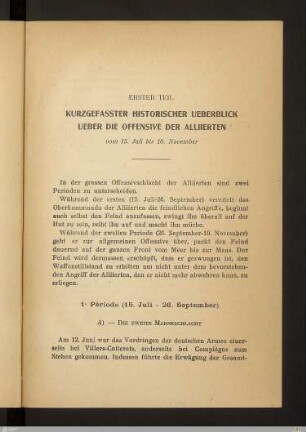 Erster Teil - Kurzgefasster historischer Überblick über die Offensive der Alliierten