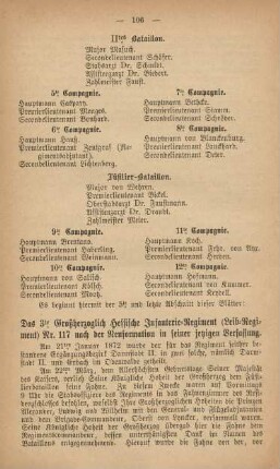 Das 3te Großherzoglich Hessische Infanterie-Regiment (Leib-Regiment) Nr. 117 nach der Neuformation in seiner jetzigen Verfassung