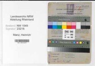 Entnazifizierung Heinrich Manz , geb. 11.02.1905 (Kaufmaennischer Angestellter)