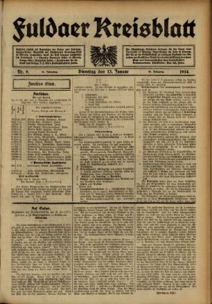 Zweite Ausgabe vom Dienstag, den 13. Januar 1914.