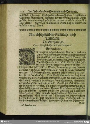 Am Achtzehenden Sonntage nach Trinitatis : Die Erste Predigt