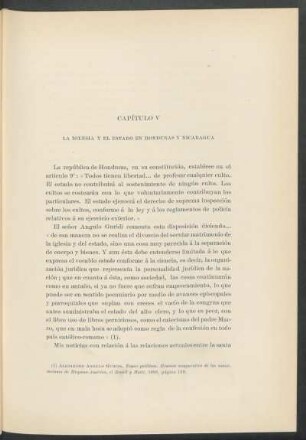 Capítulo V - La iglesia y el estado en Honduras y Nicaragua