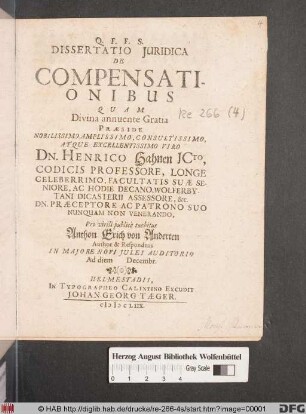 Dissertatio Iuridica De Compensationibus
