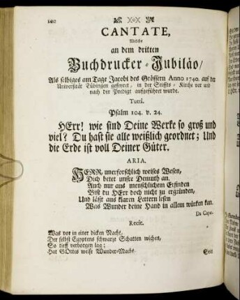 Cantate, Welche an dem dritten Buchdrucker- Jubiläo ...