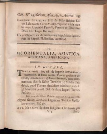 14) Orientalia, Asiatica, Africana, Americana.