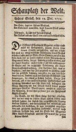 Achtes Stück, den 19. Dec. 1755.