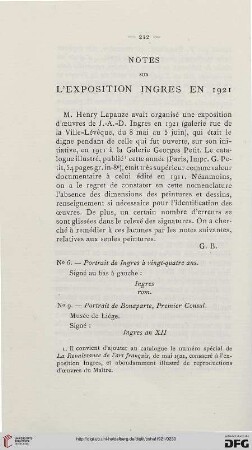 1921: Notes sur l'exposition Ingres en 1921
