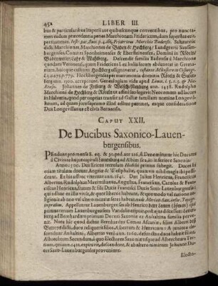 Caput XXII. [ - ] Caput XXVIII.; De Ducibus Saxonico-Lauenburgensibus; ... Sabaudiæ; ... Lotharingiæ; De Principibus Noviss; De Prælatis; De Abbatissis; De Comitibus & Baronibus.