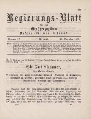 117. Nachtrag zur Synodalordnung für die evangelische Landeskirche, vom 29. März 1873