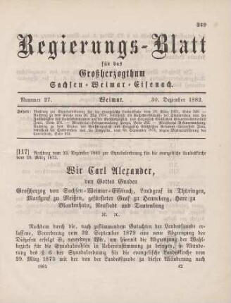 117. Nachtrag zur Synodalordnung für die evangelische Landeskirche, vom 29. März 1873