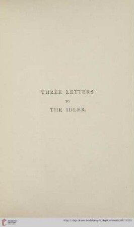 Three letters to the Idler