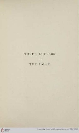 Three letters to the Idler