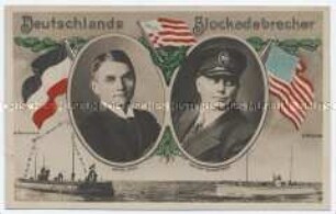 Patriotische Postkarte zur Seeblockade