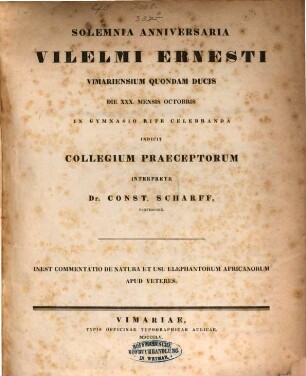Commentatio de natura et usu elephantorum africanorum apud veteres