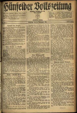 Ausgabe vom Samstag, den 26. November 1921.