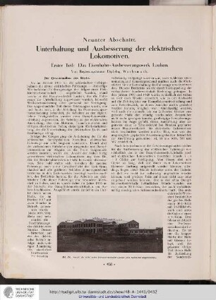 Neunter Abschnitt: Unterhaltung und Ausbesserung der elektrischen Lokomotiven.
