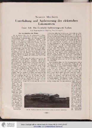 Neunter Abschnitt: Unterhaltung und Ausbesserung der elektrischen Lokomotiven.