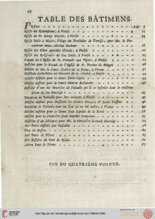 Table des Batiments