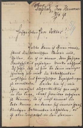 Brief an B. Schott's Söhne : 17.08.1898