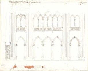 Gärtner, Friedrich von; München; Wittelsbacherpalast - Tanzsaal (Teilgrundriss, Ansicht)