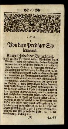 I. Von dem Prediger Salomonis.