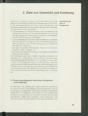 2. Ziele von Unterricht und Erziehung