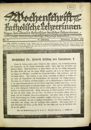 Weihbischof Dr. Heinrich Hähling von Lanzenauer : [Nekrolog]