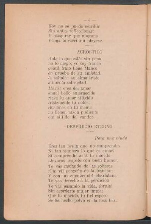 Desprecio eterno : Para una viuda