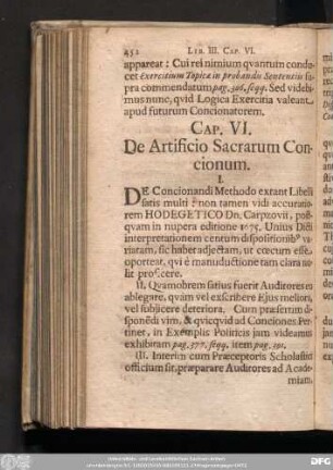 Cap. VI. De Artificio Sacrarum Concionum.