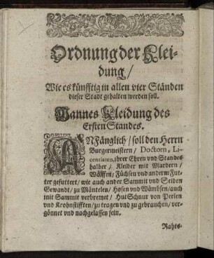Ordnung der Kleidung.