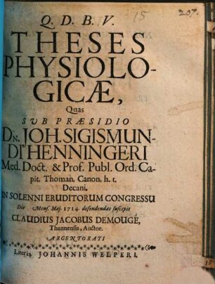 Theses physiologicae