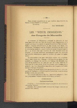 Les "Voeux Indigènes" des Congrès de Marseille.